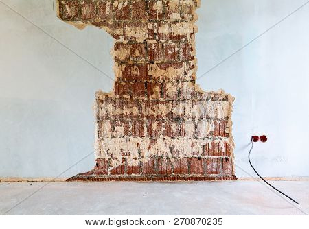Working Process To Groove Or Wall Chasing For Electrical, Internet Cables And Electric Outlets Befor