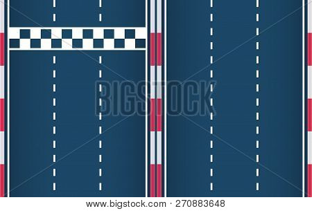 Constructor For Race Track Start-finish Line Element And Lane Element. Motorsport Background. Vector