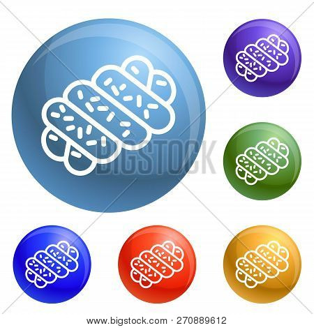 Jewish Bakery Icons Set Vector 6 Color Isolated On White Background