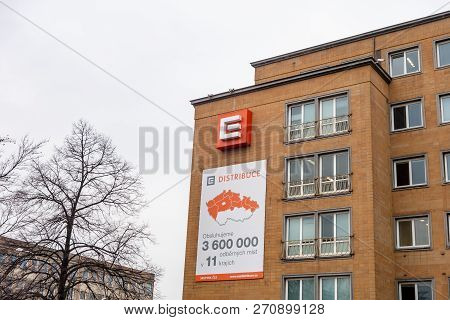 Ostrava, Czech Republic - November 23, 2018: The Building Of Cez Distribuce Electrical Energy Compan