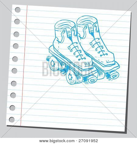 Sketchy illustration of a roller skates