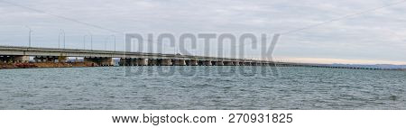 Low Water Bridge From Sedanka To The De Friz Peninsula Across The Amur Bay Of Primorsky Krai Russia.