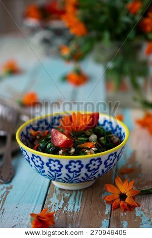 Wild Spring Green Tabouli. Style Rustic.selective Focus