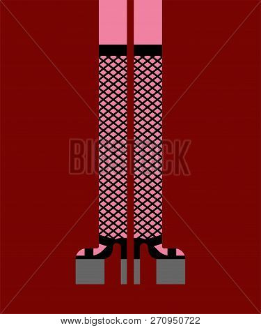 Feet Stripper Isolated. Dancer Striptease Legs. Vector