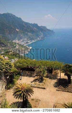 View Over Gulf Of Salerno From Villa Rufolo, Ravello, Campania, Italy