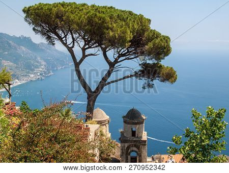 View Over Gulf Of Salerno From Villa Rufolo, Ravello, Campania, Italy