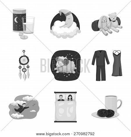 Vector Illustration Of Dreams And Night Logo. Set Of Dreams And Bedroom Stock Symbol For Web.