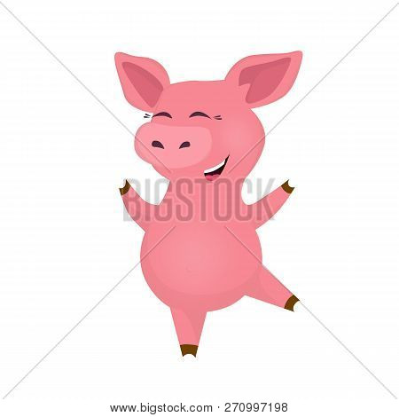 Cute Pig. Symbol Of The 2019 Chinese New Year. Vector Illustration Isolated.