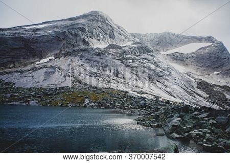 Norwegian Mountain Landscape During Hiking To Halls Fortopp Peak, With A View On Stetind, Northern N