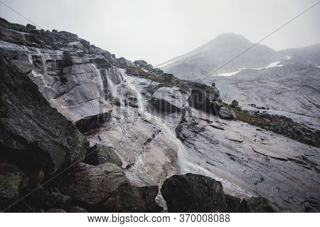 Norwegian Mountain Landscape During Hiking To Halls Fortopp Peak, With A View On Stetind, Northern N