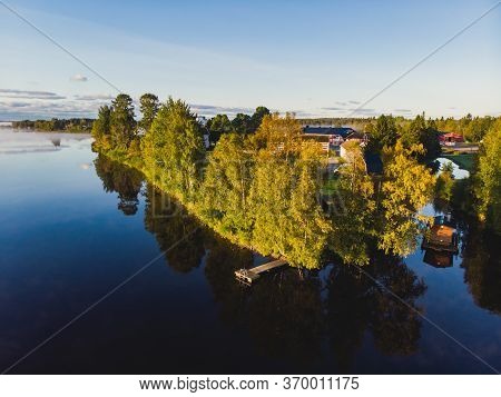 View Of Kem River, Kemijoki, In A Liedakkala Village In The Municipality Of Keminmaa In Lapland In N