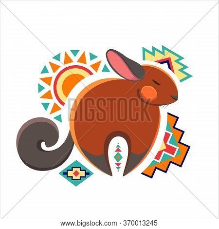 Rodent Surrounded South America Ornament On A White Background.