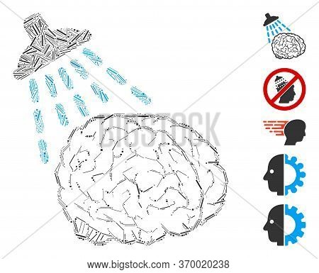 Dash Mosaic Based On Brain Washing Icon. Mosaic Vector Brain Washing Is Designed With Scattered Dash
