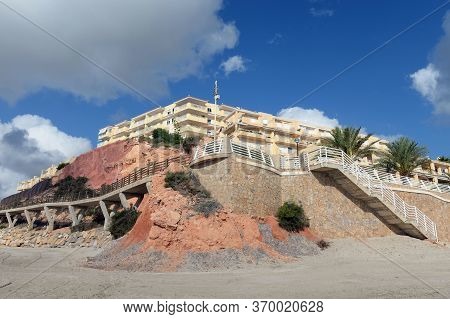 Orihuela, Costa Blanca, Spain - September 20, 2018:walking Road Along The Beach On The Coast Of Orih