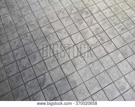 Stamp Concrete Black Color Hardener Printing Patterns On The Cement Or Mortar Surface Block Shape Sq