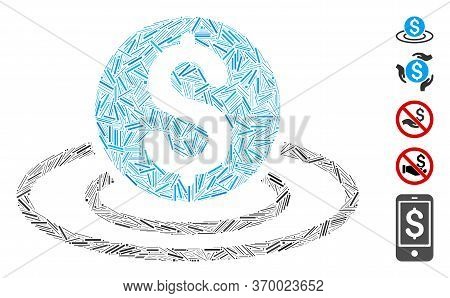 Hatch Mosaic Based On Dollar Coin Area Icon. Mosaic Vector Dollar Coin Area Is Composed With Scatter
