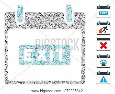 Line Mosaic Based On Exit Caption Calendar Day Icon. Mosaic Vector Exit Caption Calendar Day Is Desi