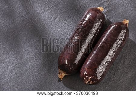 Blood Sausage Morcilla - Text Space. Top View