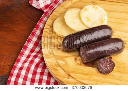 Blood Sausage Morcilla - Breakfast Typical Of Latin American Countries, Arepa