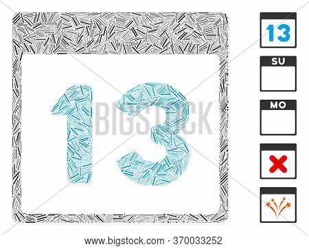 Hatch Mosaic Based On Thirteenth Calendar Page Icon. Mosaic Vector Thirteenth Calendar Page Is Compo