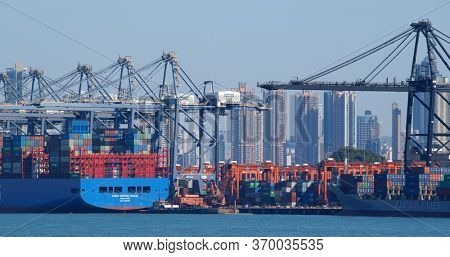 Kwai Tsing, Hong Kong 29 November 2019: Kwai Tsing Container Terminals
