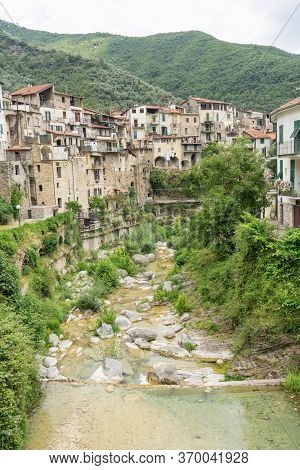 View Of The Rocchetta Nervina Sitano Village Within The Liguria Region - Italy