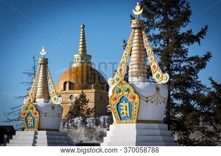 Stupa Of The Famous Datsan Rinpoche Bagsh, Buddhism Temple At Ulan-ude, Siberia, Russia