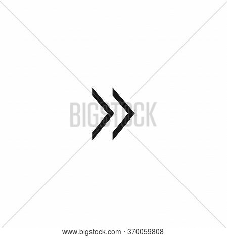 Black Right Double Arrow Icon. Scroll, Swipe Button. Isolated On White.