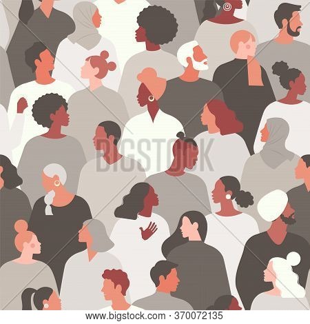 Concept On The Theme Of Racism. Stop Racism. The Image Of Protesting People, Equality. Black Lives M