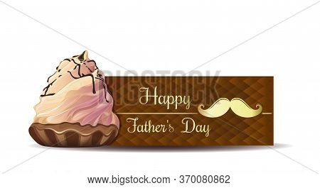 Fathers Day Greeting Card. Gold Greeting Inscription On An Abstract Brown Background. Happy Fathers 