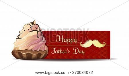Fathers Day Greeting Card. Gold Greeting Inscription On An Abstract Red Background. Happy Fathers Da