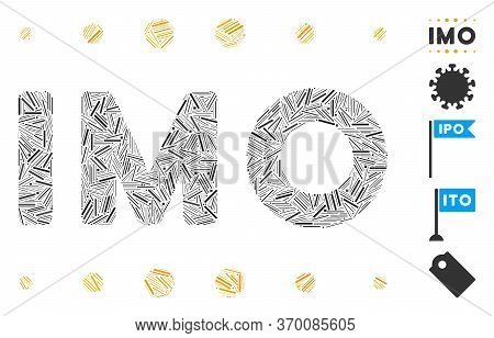 Line Mosaic Based On Imo Caption Icon. Mosaic Vector Imo Caption Is Created With Random Line Spots. 