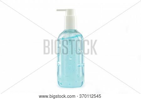 Alcohol Blue Gel Isolated Sanitizer Hand Gel Cleaners For Anti Bacteria And Virus On White Backgroun