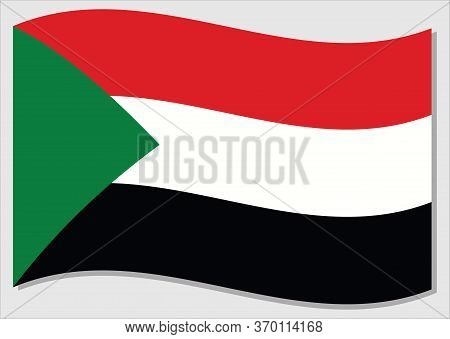 Waving Flag Of Sudan Vector Graphic. Waving Sudanese Flag Illustration. Sudan Country Flag Wavin In 