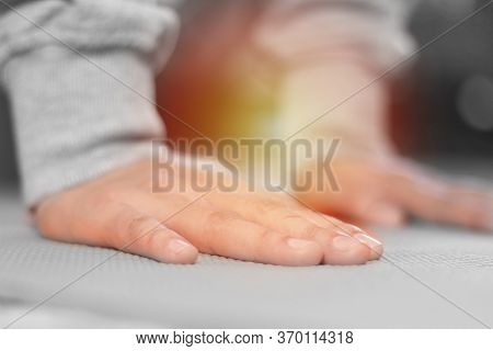 Close Up Of Athletes Hands Doing Push Ups, Body Weight Training To Exercising Chest, Shoulder And Tr