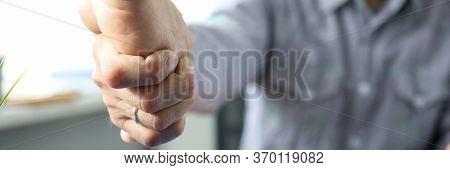 Project Implementation, Agreement And Contract. Man Shakes Hands With Employee Who Agreed To Complet
