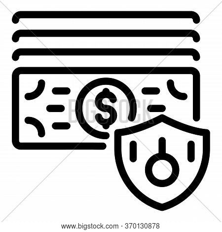 Protected Money Icon. Outline Protected Money Vector Icon For Web Design Isolated On White Backgroun