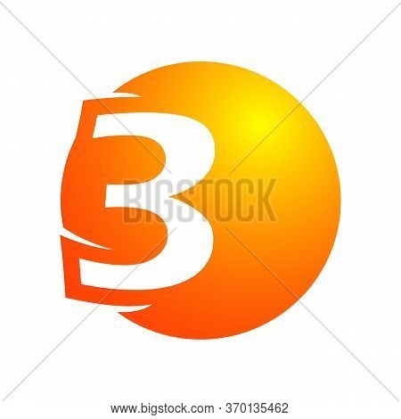 Vector Round Symbol Number 3 Design Minimalist. 3 Number Symbol For Your Best Business On The White 