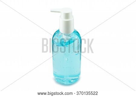 Alcohol Blue Gel Isolated Sanitizer Hand Gel Cleaners For Anti Bacteria And Virus On White Backgraou