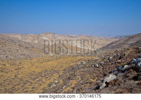 Wadi Kelt Or Nahal Prat, In The Judean Desert, Israel. Early Autumn In A Nature Reserve. Selective F