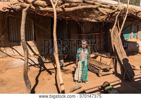 Aksum, Ethiopia - Feb 08, 2020: Ethiopian People On The Road From Axum To The Simien Mountains, Nort