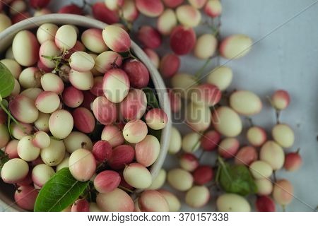 Carissa (carandas Linn, Carunda, Karonda, Bengal Currants, Karanda Plum Or Koromcha) Fruit In Bowl