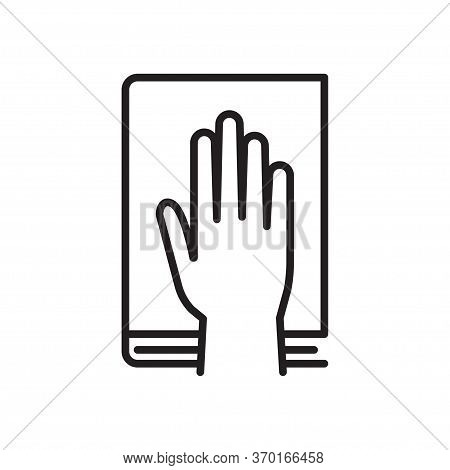 Give Oath Line Icon. Palm On Holy Bible. Judiciary Concept. Vector Illustration, Isolated On A White