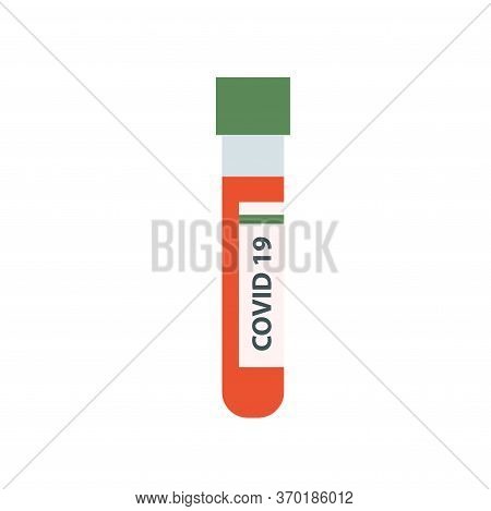 Blood Test Tube Covid 19 Flat Icon, Vector Color Illustration