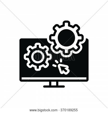 Black Solid Icon For Coincidence Setting App Teachnology Monitor Screen