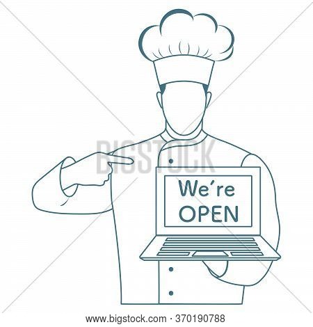 Vector Illustration Reopening Of Cafe, Restaurant After Covid-19 Quarantine, Coronavirus Pandemic. C