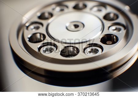 Computer Hard Drive, Opened Hdd Drive, Close Up.