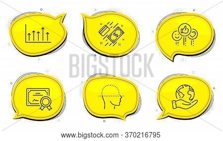 Face Scanning Sign. Diploma Certificate, Save Planet Chat Bubbles. Like, Growth Chart And Payment Li