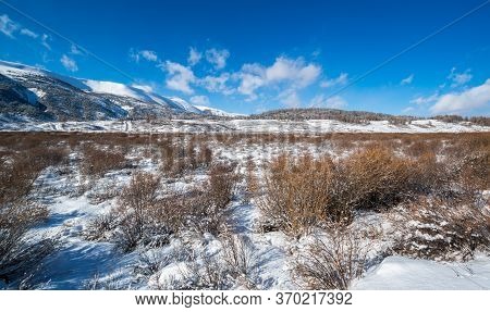 View Of Ulagan Highlands In Altay Mountains In The Winter, Siberia, Russia