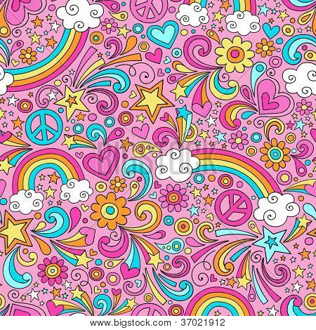 Бесшовные шаблон психоделический Rainbows Groovy мира ноутбука Doodle дизайн рисованной вектор Illustr